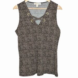 Michael Kors Leopard Print Sleeveless Tank Top Womens Size L Vacation Travel